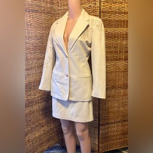 GIANNI VERSACE Leather Skirt & Blazer Set